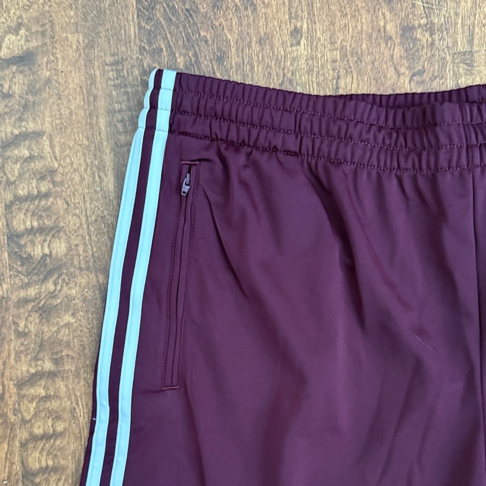 Adidas Maroon Trefoil Track Pants with White Stripes Size XXL - Picture 7 of 16